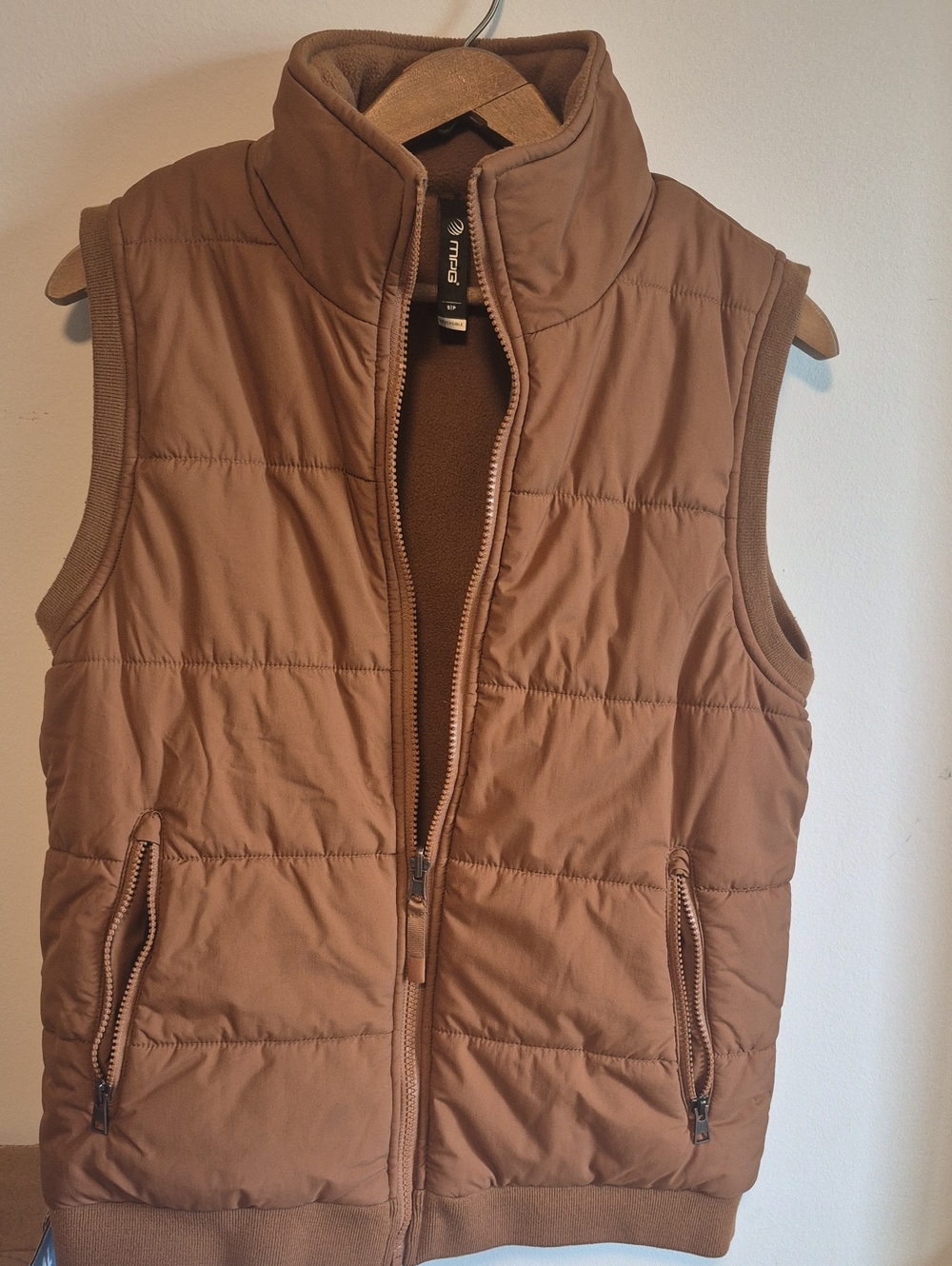 MPG Reversible Quilted & Fleece Vest - Rust Brown